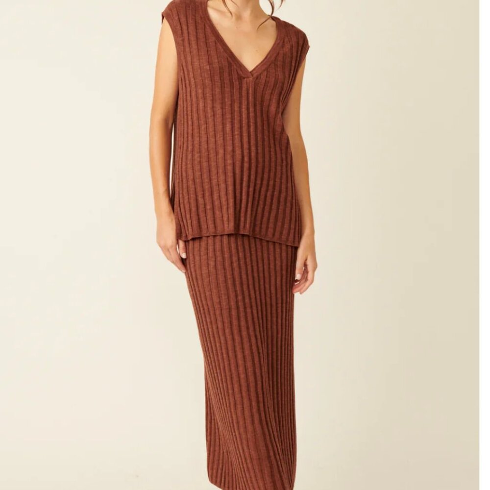 Free People Veda Sweater Set - BROWN OWL